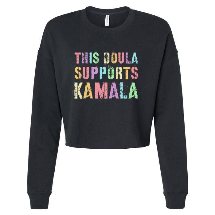 This Doula Supports Kamala 2024 47th Joyful Warrior Cropped Pullover Crew