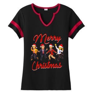 Trump Dance Santa Claus Christmas Xmas Pajamas Holiday Ladies Halftime Notch Neck Tee