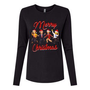 Trump Dance Santa Claus Christmas Xmas Pajamas Holiday Womens Cotton Relaxed Long Sleeve T-Shirt