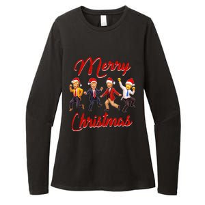 Trump Dance Santa Claus Christmas Xmas Pajamas Holiday Womens CVC Long Sleeve Shirt