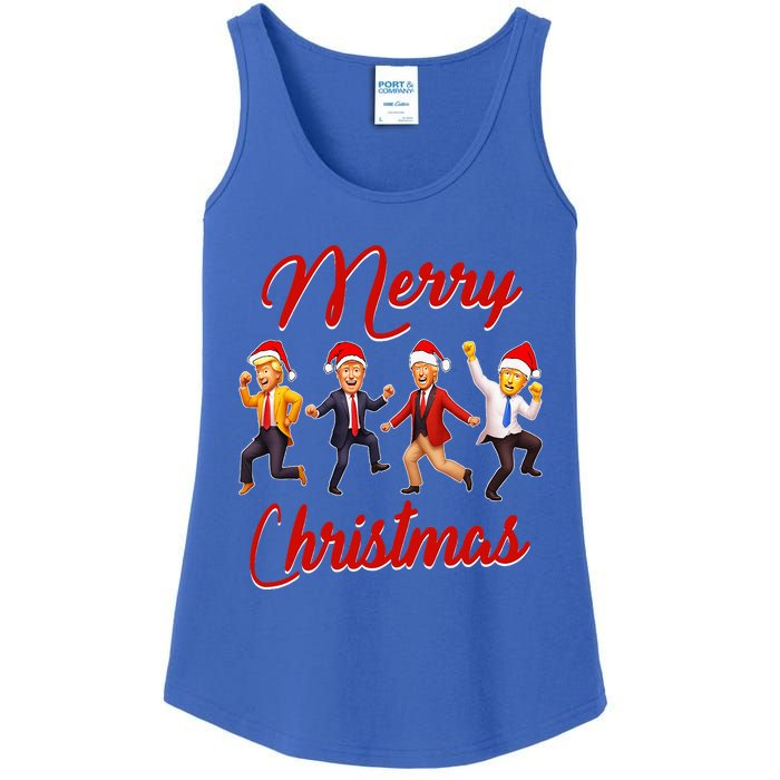 Trump Dance Santa Claus Christmas Xmas Pajamas Holiday Ladies Essential Tank