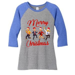 Trump Dance Santa Claus Christmas Xmas Pajamas Holiday Women's Tri-Blend 3/4-Sleeve Raglan Shirt