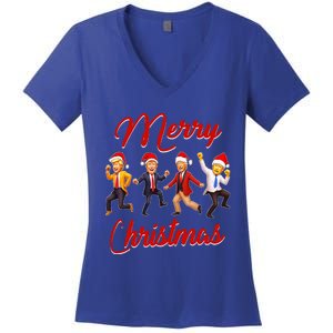 Trump Dance Santa Claus Christmas Xmas Pajamas Holiday Women's V-Neck T-Shirt