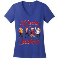 Trump Dance Santa Claus Christmas Xmas Pajamas Holiday Women's V-Neck T-Shirt