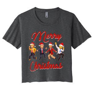 Trump Dance Santa Claus Christmas Xmas Pajamas Holiday Women's Crop Top Tee