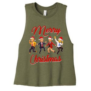 Trump Dance Santa Claus Christmas Xmas Pajamas Holiday Women's Racerback Cropped Tank