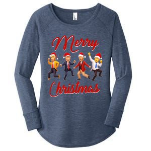 Trump Dance Santa Claus Christmas Xmas Pajamas Holiday Women's Perfect Tri Tunic Long Sleeve Shirt