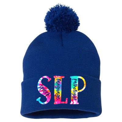 Tie Dye Slp Gift Speech Language Pathologist Speech Therapy Funny Gift Pom Pom 12in Knit Beanie