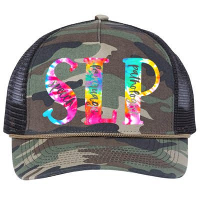 Tie Dye Slp Gift Speech Language Pathologist Speech Therapy Funny Gift Retro Rope Trucker Hat Cap