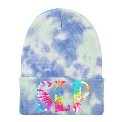 Tie Dye Slp Gift Speech Language Pathologist Speech Therapy Funny Gift Tie Dye 12in Knit Beanie