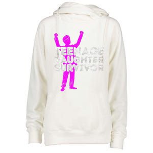 Teenage Daughter Survivor FatherS Day Funny Christmas Joke Womens Funnel Neck Pullover Hood