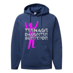 Teenage Daughter Survivor FatherS Day Funny Christmas Joke Performance Fleece Hoodie