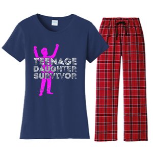 Teenage Daughter Survivor FatherS Day Funny Christmas Joke Women's Flannel Pajama Set