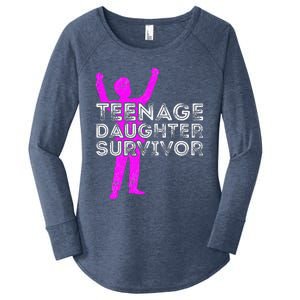 Teenage Daughter Survivor FatherS Day Funny Christmas Joke Women's Perfect Tri Tunic Long Sleeve Shirt