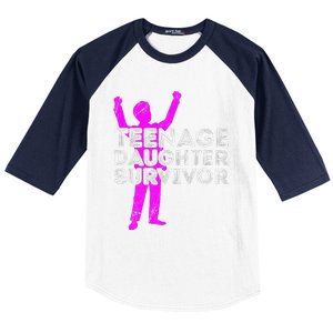 Teenage Daughter Survivor FatherS Day Funny Christmas Joke Baseball Sleeve Shirt