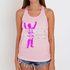 Teenage Daughter Survivor FatherS Day Funny Christmas Joke Women's Knotted Racerback Tank