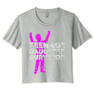 Teenage Daughter Survivor FatherS Day Funny Christmas Joke Women's Crop Top Tee