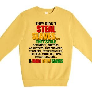 They Didnt Steal Slaves Black History Month Premium Crewneck Sweatshirt