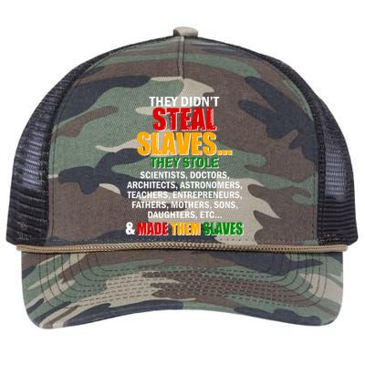 They Didnt Steal Slaves Black History Month Retro Rope Trucker Hat Cap