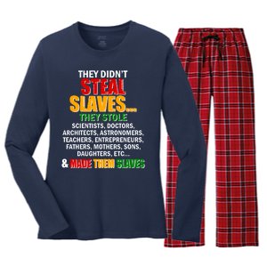 They Didnt Steal Slaves Black History Month Women's Long Sleeve Flannel Pajama Set 