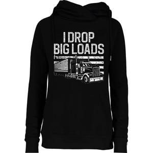 Trucker Design Semi Truck Driver Lover Womens Funnel Neck Pullover Hood