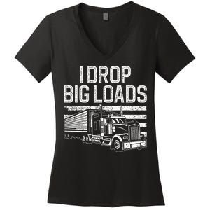 Trucker Design Semi Truck Driver Lover Women's V-Neck T-Shirt