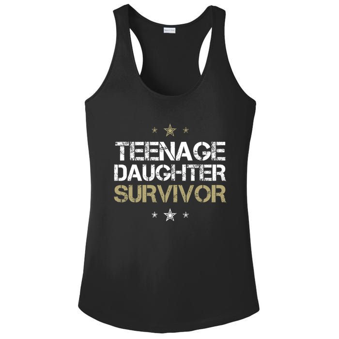 Teenage Daughter Survivor Teenager Dad Mom FatherS Day Ladies PosiCharge Competitor Racerback Tank