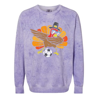 Turkey Dab Soccer Football Thanksgiving Dance Colorblast Crewneck Sweatshirt