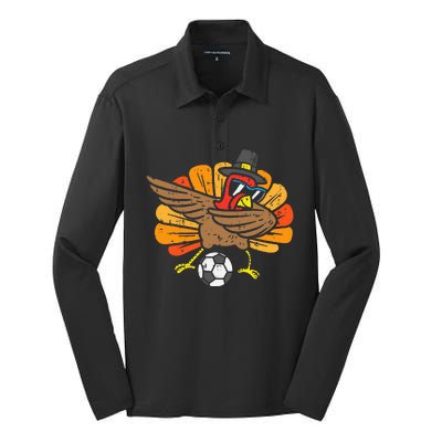 Turkey Dab Soccer Football Thanksgiving Dance Silk Touch Performance Long Sleeve Polo