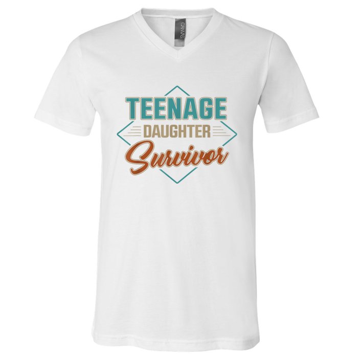 Teenage Daughter Survivor V-Neck T-Shirt