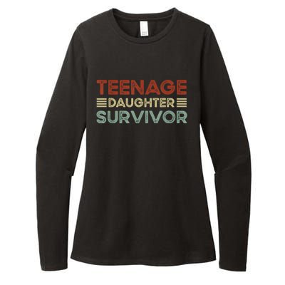 Teenage Daughter Survivor Funny Vintage Fathers Day Womens CVC Long Sleeve Shirt