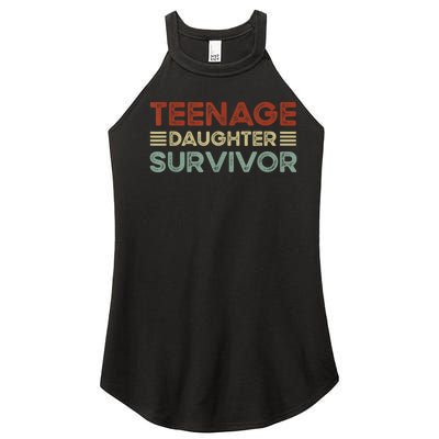 Teenage Daughter Survivor Funny Vintage Fathers Day Women’s Perfect Tri Rocker Tank