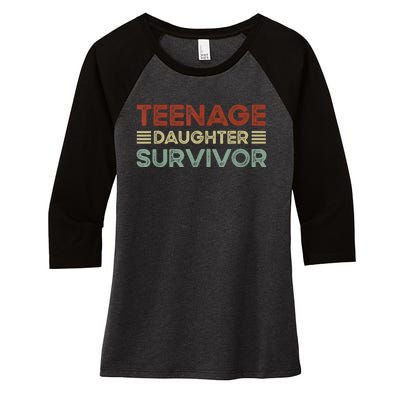 Teenage Daughter Survivor Funny Vintage Fathers Day Women's Tri-Blend 3/4-Sleeve Raglan Shirt