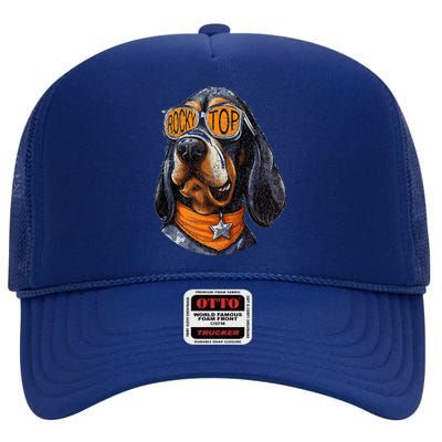 Tennessee Dog Sport Lovers Coonhound Fan Rocky Top Tn High Crown Mesh Back Trucker Hat