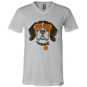 Tennessee Dog Sport Lovers | Tennessee Tri Stars Flag V-Neck T-Shirt