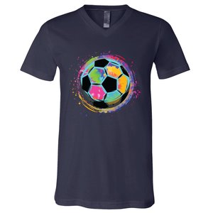 Tie Dye Soccer Ball For All Soccer Lovers Men Women V-Neck T-Shirt