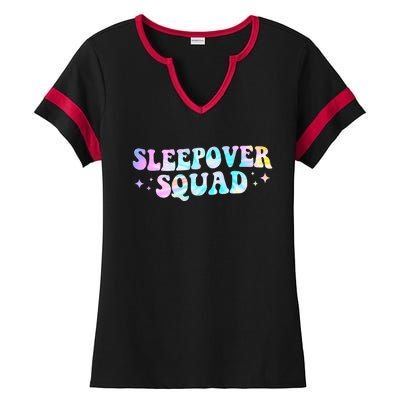 Tie Dye Sleepover Squad Pajama Party Slumber Party  Ladies Halftime Notch Neck Tee