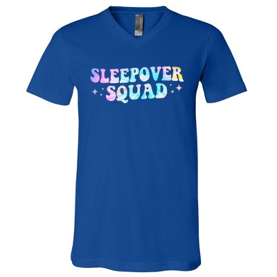 Tie Dye Sleepover Squad Pajama Party Slumber Party  V-Neck T-Shirt