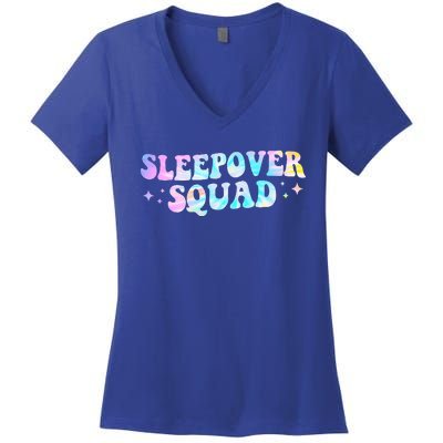 Tie Dye Sleepover Squad Pajama Party Slumber Party  Women's V-Neck T-Shirt