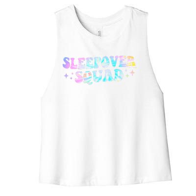 Tie Dye Sleepover Squad Pajama Party Slumber Party  Women's Racerback Cropped Tank