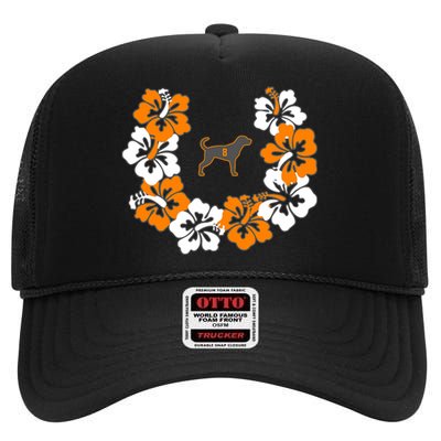 Tennessee Dog Sport Lovers Coonhound Fan Hawaii Lei High Crown Mesh Back Trucker Hat