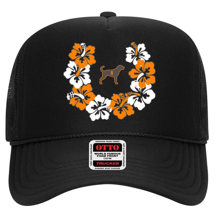 Tennessee Dog Sport Lovers Coonhound Fan Hawaii Lei High Crown Mesh Back Trucker Hat