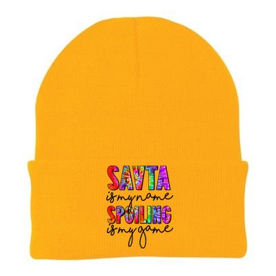 Tie Dye Savta Is My Name Spoiling Is My Game Mothers Day Gift Knit Cap Winter Beanie