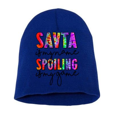 Tie Dye Savta Is My Name Spoiling Is My Game Mothers Day Gift Short Acrylic Beanie