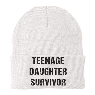 Teenage Daughter Survivor Parenting Quote Fathers Day Knit Cap Winter Beanie