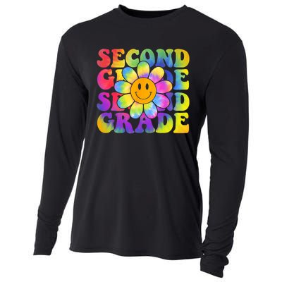 Tie Dye Second Grade Daisy Colorful Back To School Teacher Cooling Performance Long Sleeve Crew