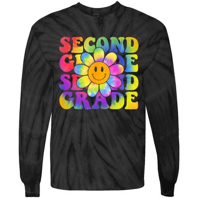 Tie Dye Second Grade Daisy Colorful Back To School Teacher Tie-Dye Long Sleeve Shirt