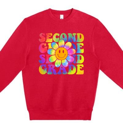 Tie Dye Second Grade Daisy Colorful Back To School Teacher Premium Crewneck Sweatshirt