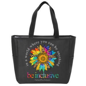 Tie Dye Sunflower School Psychologist Be Inclusive Teaching Zip Tote Bag