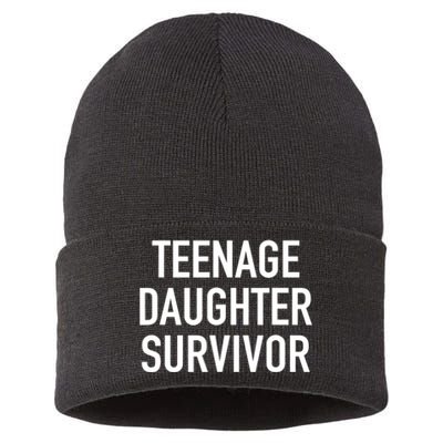 Teenage Daughter Survivor Popular Parenting Quote Sustainable Knit Beanie